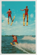 Water Skiing Through the Air Cypress Gardens Florida FL Curt Teich Postcard 1957 - $6.99