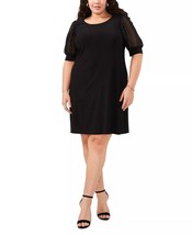 MSK Round-Neck Chiffon-Sleeve Swing Dress Black Plus Size 3X $79 - £22.48 GBP