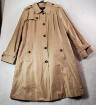 London Fog Coat Womens Size XL Khaki Pockets Long Sleeve Collar Button F... - £46.65 GBP