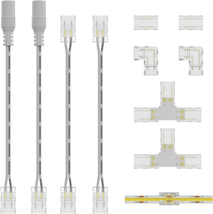 Gingsow 2Pin 8Mm COB LED Strip Light Connectors Set Gapless Solderless C... - £11.95 GBP