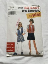 Simplicity 7715 Pattern Girls Wrap Skirt  Waist Vest Pattern Sz 7-14 Cut - £4.27 GBP