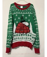 NEW Snoopy Red Puffer Sweater Size XXL Peanuts Green &amp; Red - £33.37 GBP