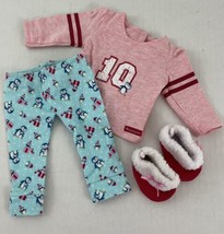American Girl Doll 18&quot; Holiday Penguin Pajamas PJ Set w/ Slippers - £11.18 GBP