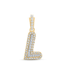 10kt Yellow Gold Womens Round Diamond L Initial Letter Pendant 1/8 Cttw - £139.74 GBP
