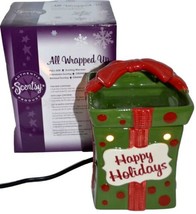 Scentsy All Wrapped Up Full Size Holiday Warmer Christmas Present Green Retired - £22.75 GBP