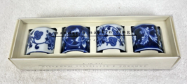 Pier 1 MANDARIN Napkin Rings Cobalt Blue White Floral Porcelain 8 Total ... - $24.26
