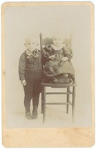 Circa 1880&#39;S Cabinet Card Adorable Children - Siblings. One Sitting in Chair. - £7.56 GBP