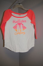 Hollister 3/4 Sleeve Graphic T Shirt Size M Juniors White Onange Sleeve ... - $13.00