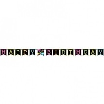 Glow Party Happy Birthday Shaped Ribbon Banner Paper 6&quot; x 9&#39; Decoration - £16.77 GBP