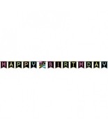 Glow Party Happy Birthday Shaped Ribbon Banner Paper 6&quot; x 9&#39; Decoration - £16.81 GBP
