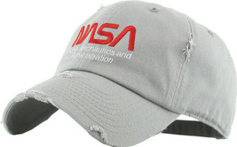 NASA Distressed Adjustable Gray Cap Dad Hat by KB Ethos  - £14.50 GBP