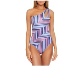 BECCA One Piece Swimsuit Asymmetrical Metallic Stripe Size Medium $148 - NWT - £21.23 GBP