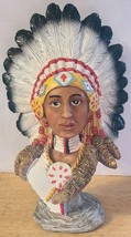 Indian Chief Native American Headdress Feather Western Figurine - $27.02