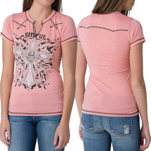 Sinful Rosita Cross Heart Rhinestones Country Western Womens T-Shirt Cor... - $43.19