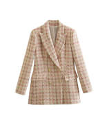 Women Long Sleeve Double Breasted Tweed Woolen Casual Open Front Blazer ... - £39.16 GBP