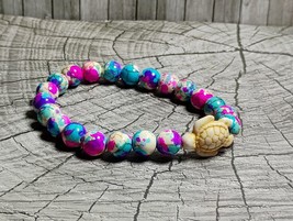 Pink Purple Turquoise And White Turtle Bead Bracelet - £6.31 GBP