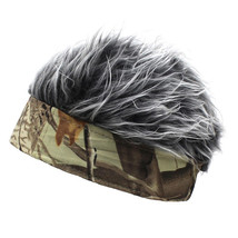 Saisifen Men Jungle Beanie Hat with Fake Hair Gray Hair - £12.02 GBP