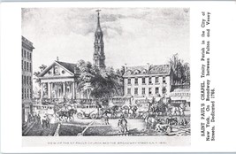 St. Paul&#39;s Church and The Broadway Stages New York City Postcard 1831 Reprint - £5.92 GBP