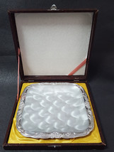 Bandeja de plato antiguo de plata empujada a mano plateada hecha en JAPÓN - $119.63