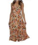 Women&#39;s Wrap V-Neck Bohemian Printed Ruffle Hem Suspender Maxi Dress-SIZE S - $14.85