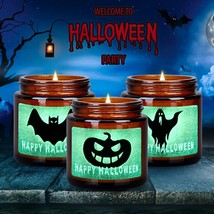 Halloween Decorations Indoor, Halloween Candles with Fluorescent Horror Stickers - £17.01 GBP