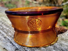 Vintage 1930&#39;s ART DECO PADEN CITY AMBER GLASS MILITARY HAT DISH/BOX CAN... - £20.89 GBP
