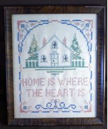 Vintage Antique Framed Old Needlework Needlepoint Sampler Home Sweet Hom... - $60.62 CAD