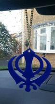 LARGE Blue Acrylic Khanda Punjabi Sikh Pendant Car Rear Mirror Hanging Chain RRB - £11.70 GBP