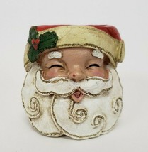 Santa Claus Carved Head Resin Tealight Holder Young - $10.00