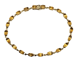 Gorgeous Oval Citrine 10k Yellow Gold Tennis Bracelet - £307.54 GBP