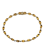 Gorgeous Oval Citrine 10k Yellow Gold Tennis Bracelet - £307.61 GBP