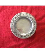 Wilton Pewter Wine Coaster "A Dinner W/Out Wine Is Like a Day W/Out Sunshine" - $10.88