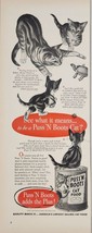 1951 Print Ad Puss&#39;N Boots Canned Cat Food Cat &amp; Kittens Play With Turtle - $17.80