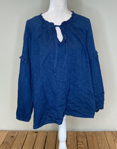 old navy NWT women’s denim ruffle trim top Size L blue G6 - £11.25 GBP