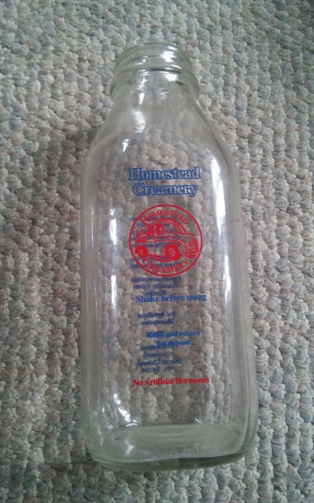 Homestead Creamery Clear Glass Milk Bottle 2015  Burnt Chimney, Va 32oz - $9.99