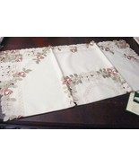 Fanco Tablecloth Floral Pink And Dark Red, Cutwork Border W/ Waves, Sq 3... - $749.56 MXN