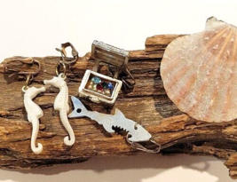 Seahorse Treasure Chest Shark Ocean Theme Clip Earrings Lot Rare Vintage... - £22.79 GBP