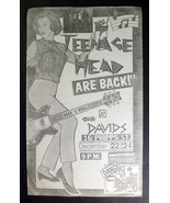 Canada punk TEENAGE HEAD David&#39;s 1977 CONCERT POSTER - $137.18 CAD