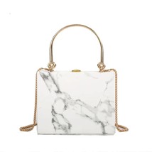 Fashion Marble Box Women Pu Leather Handbags Designer Chains  Crossbody Bags  La - £71.75 GBP