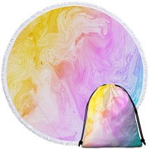 Multi Colored Pastel Yellow Purple Blue Marble Round Beach Towel - $14.90+