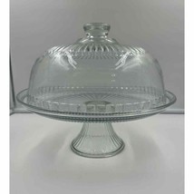 Vintage Pedestal Glass Cake Stand with Large Dome Holds 12&quot; Cake - £48.55 GBP