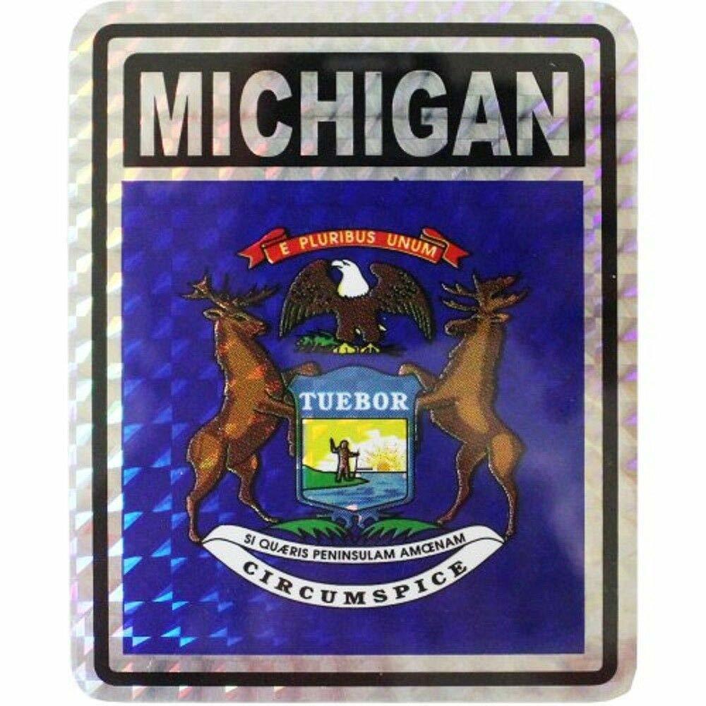 State of Michigan Flag Reflective Decal Bumper Sticker - $2.88