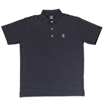Footjoy Golf Polo Shirt Athletic Fit Mens XL Navy Blue White Stripe P Logo - £15.40 GBP