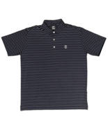 Footjoy Golf Polo Shirt Athletic Fit Mens XL Navy Blue White Stripe P Logo - £15.32 GBP