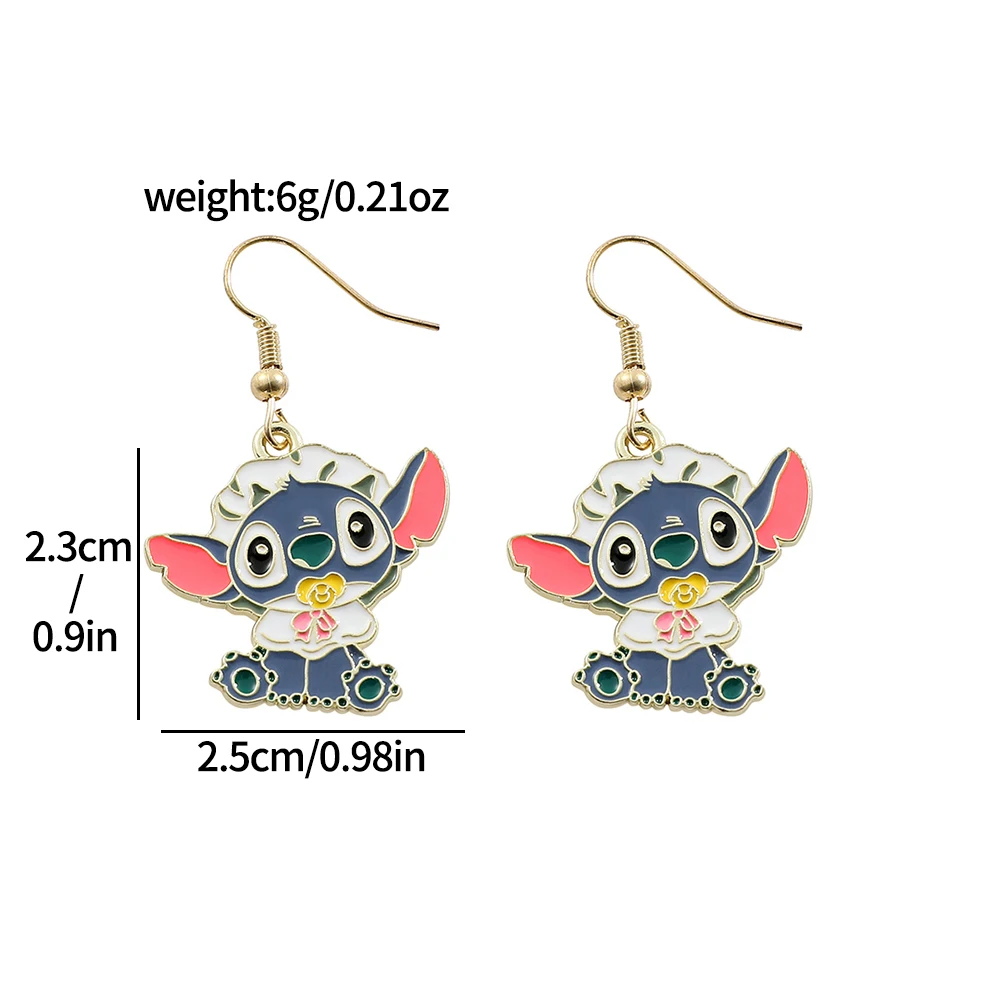 Disney Lilo Stitch Enamel Dangle Earrings - Cute Cartoon Metal Jewelry -... - $63.10 MXN