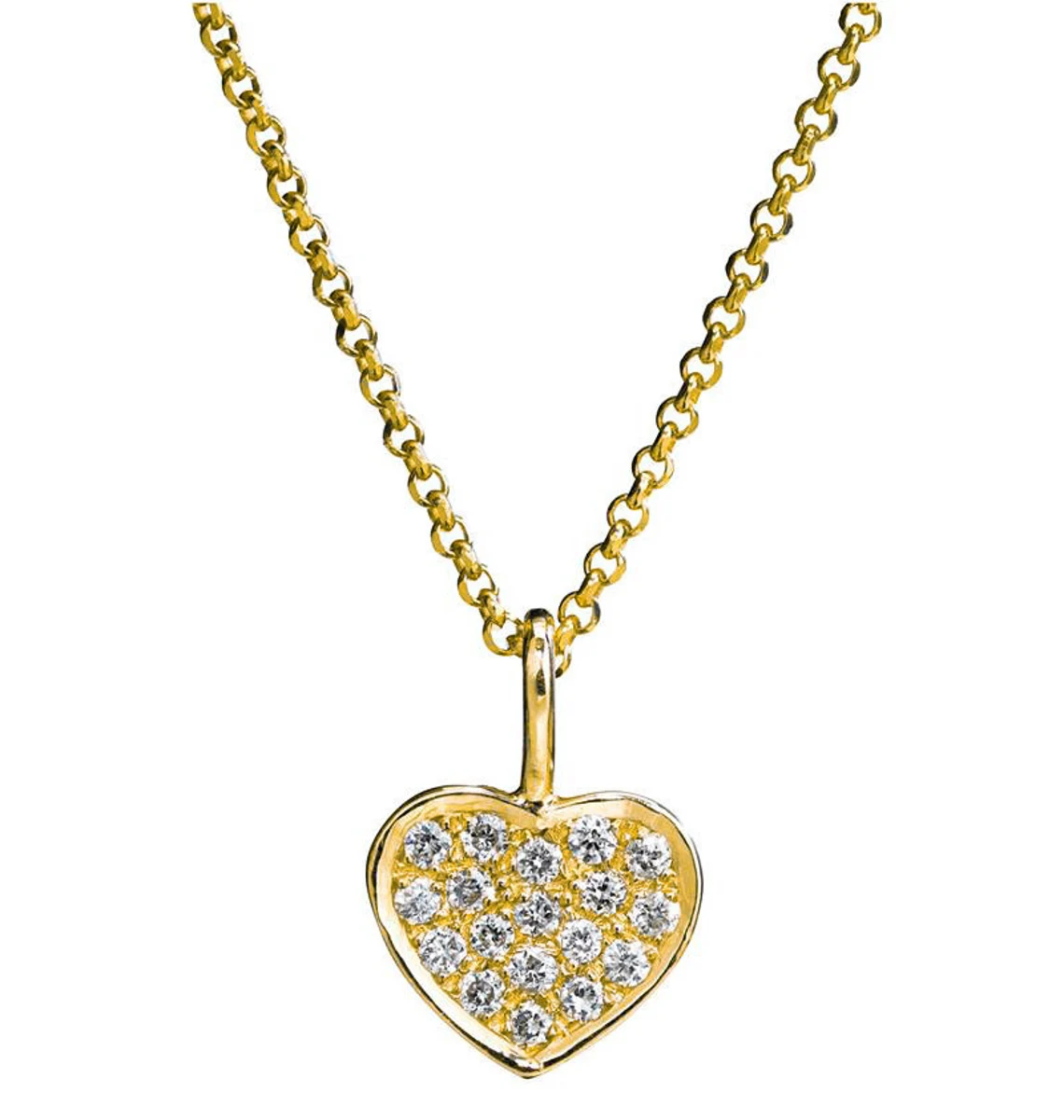 Women&#39;s Heart Necklace 0.18CT Round Cut Lab Grown Diamond 14k Solid Yellow Gold - $599.99