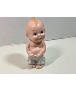 Lefton Kewpie Doll KW143 Porcelain Figurine Smiling Boy Droopy Pants 5&quot; ... - £13.15 GBP