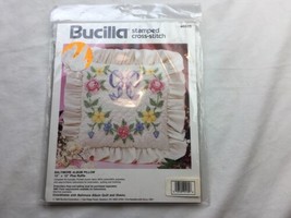Sealed Stamped Cross Stitch Baltimore Pillow Kit 40605 12 x 12 Ruffle - $19.79