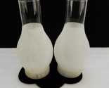 Set of 2 Vintage 9.5&quot; Oil Lamp Globes, Frosted w/Clear Chimney, 3 1/4&quot; F... - $24.45