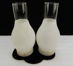 Set of 2 Vintage 9.5&quot; Oil Lamp Globes, Frosted w/Clear Chimney, 3 1/4&quot; F... - £19.14 GBP